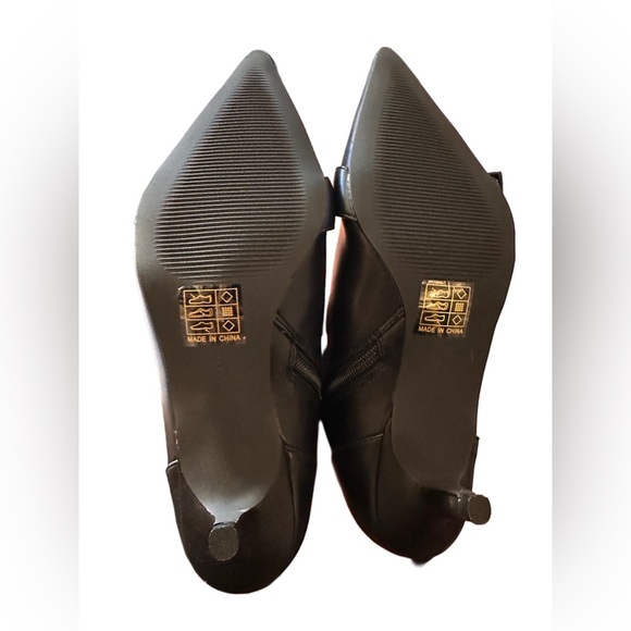 New Womens Pointed Toe Kitten Heels Ankle Booties  Zipper Closure Black Size 6 - Picture 5 of 14
